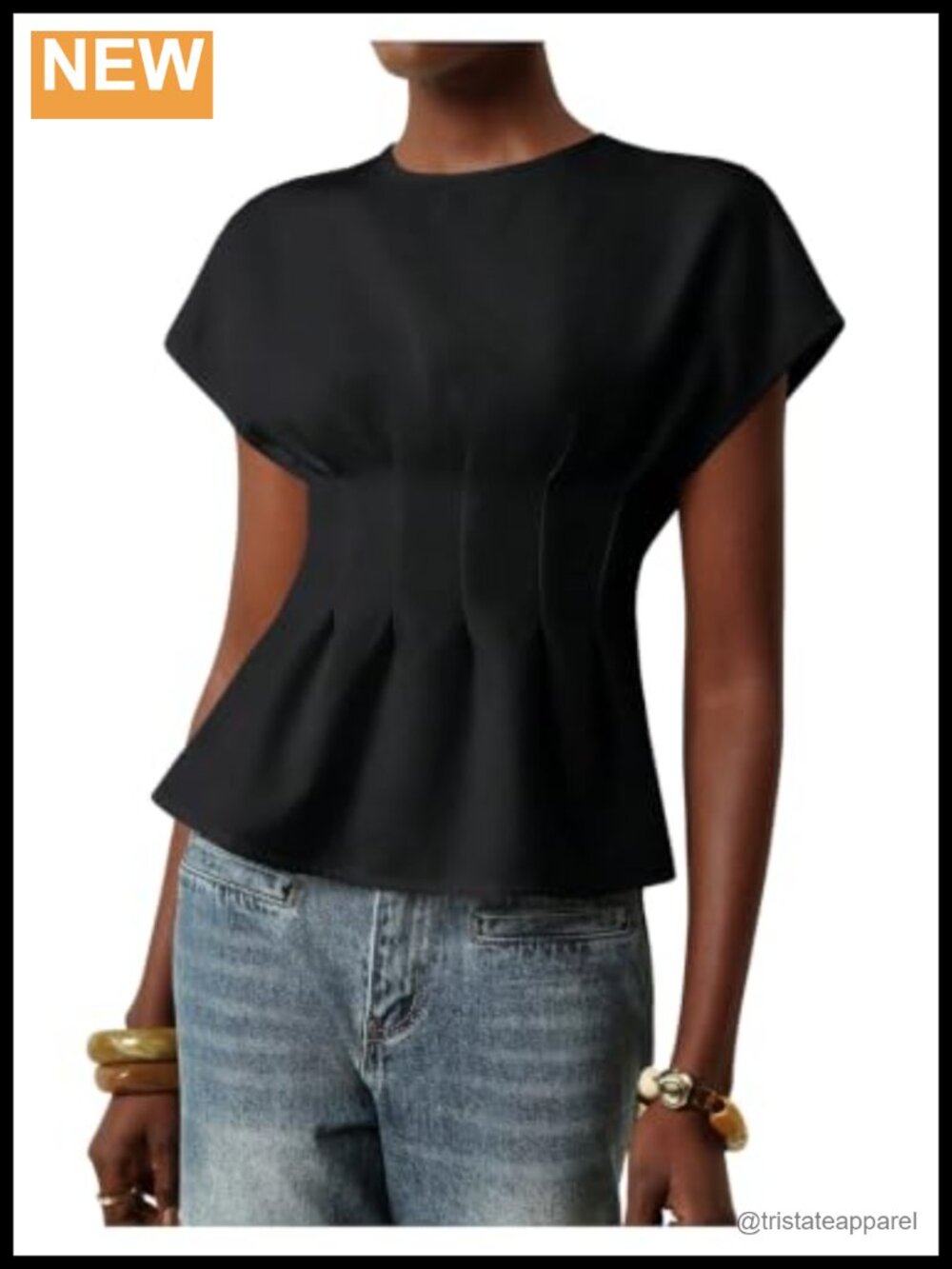 Women's Peplum Blouse Dressy Short Sleeve Dolman Top Office